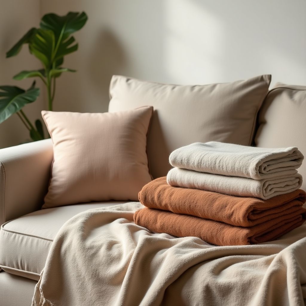 Organic cotton and hemp textiles in natural colors
